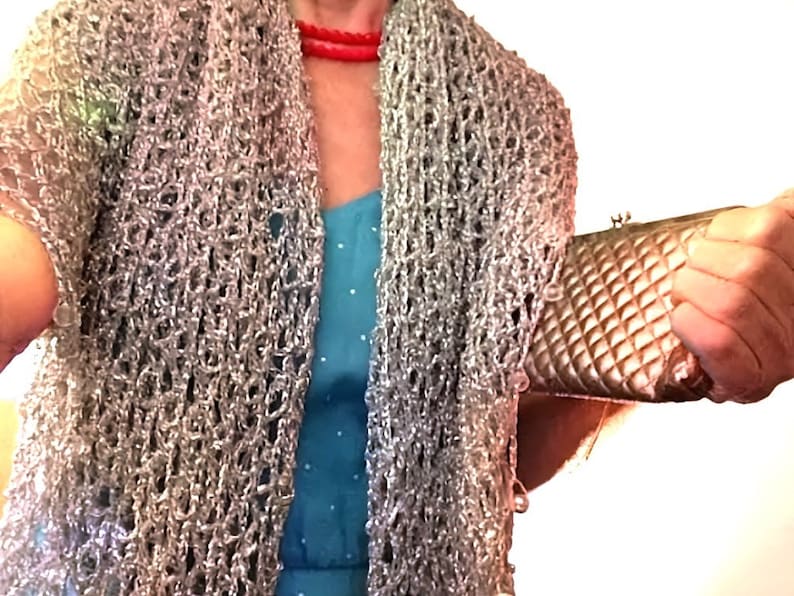 Silver beaded wedding shawl