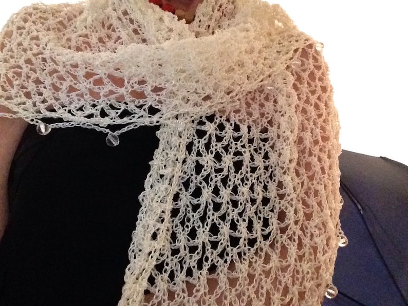 White beaded wedding shawl